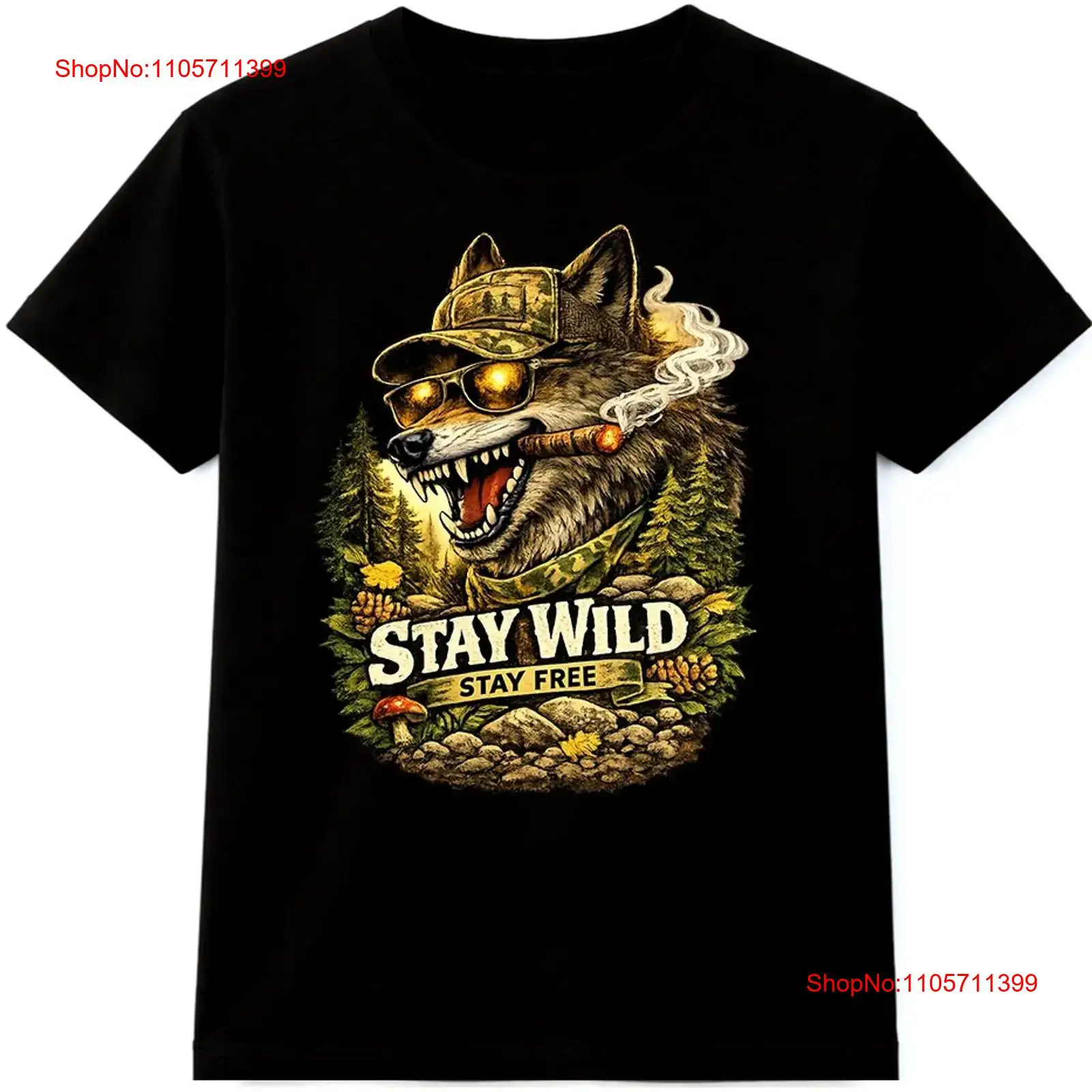 Wildman Hunting & Outdoor Reviews - T-shirt Wolf Stay Wild Free, vêtements