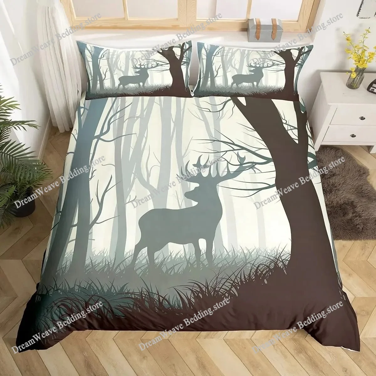 Housse de couette motif cerf e - Hunting And Camping In Forest avis et prix