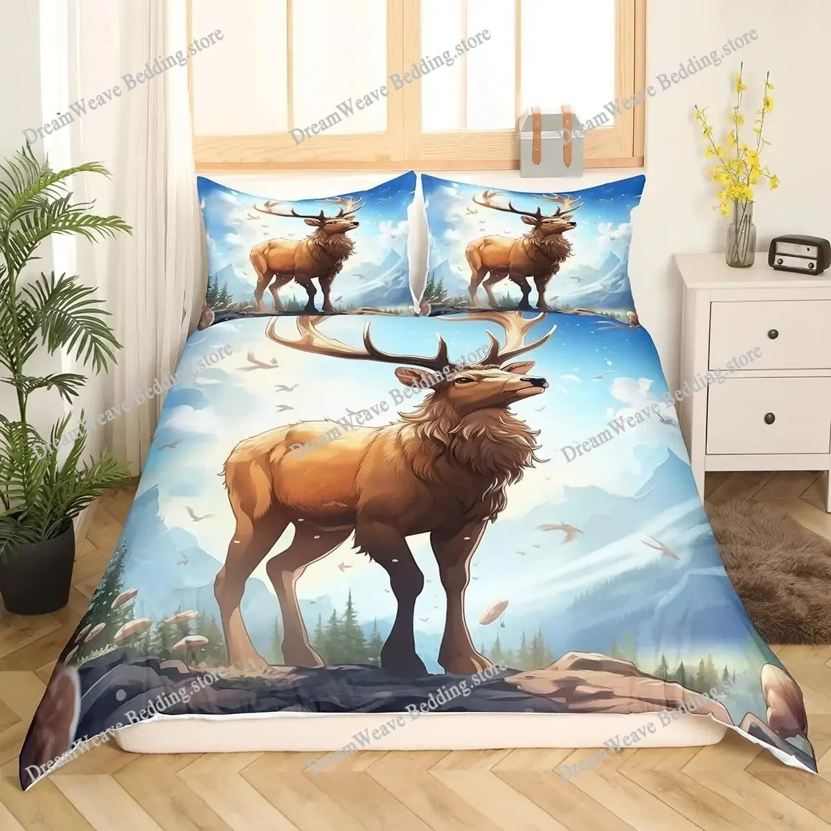 Housse de couette motif cerf e - Hunting And Camping In Forest avis et prix